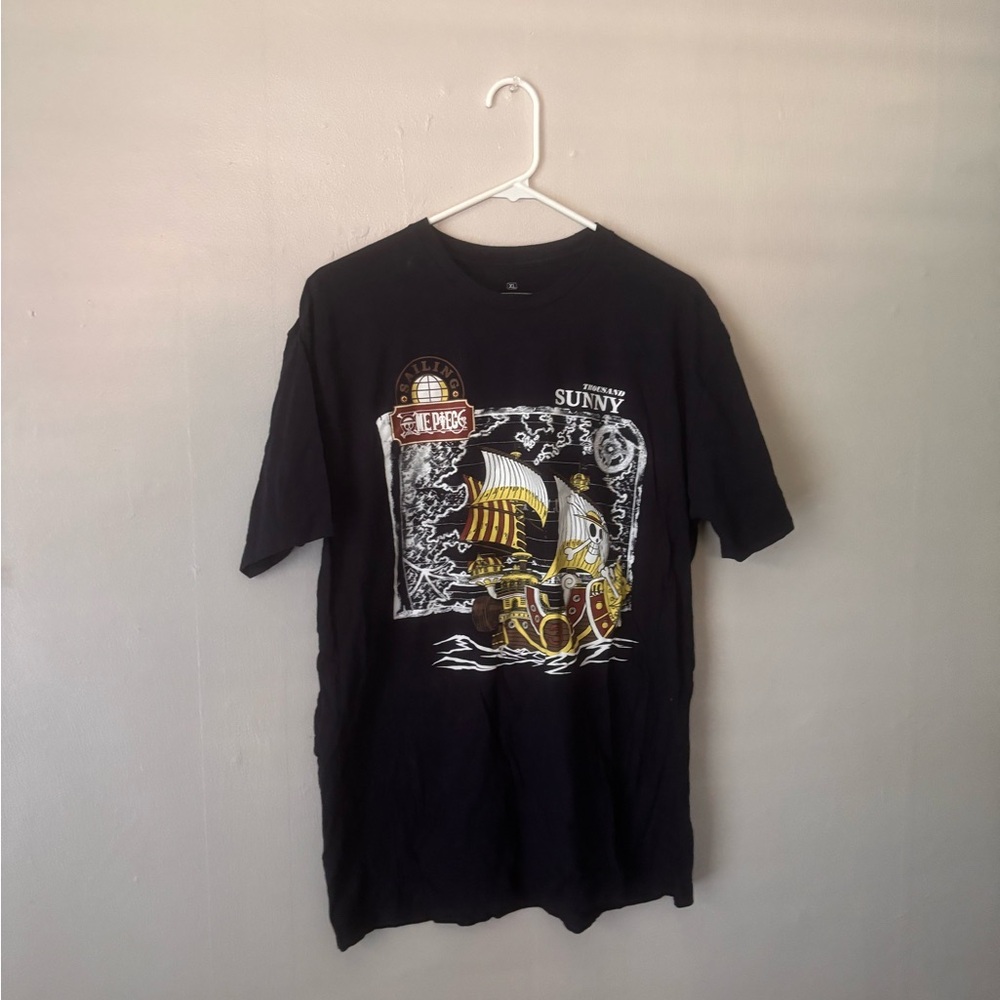 One piece Ripple Junction Black Short Sleeve Tee